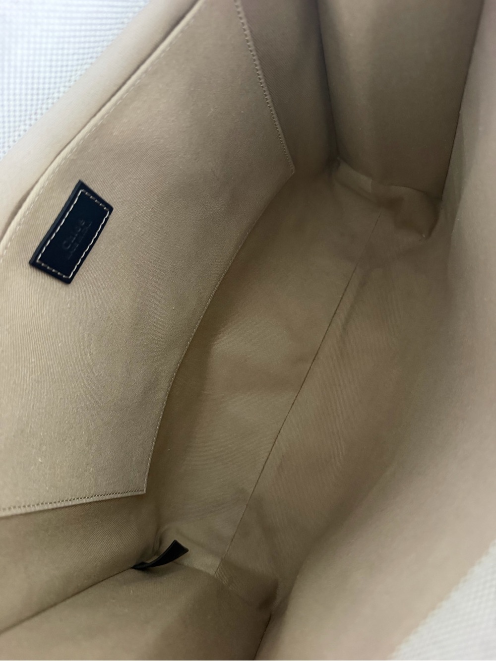 Chloe Woody Logo Cream Black Leather Canvas Tote Bag - Picture 2 of 5